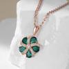 Shiny Green Natural Zircon Pendant Necklace For Women Trend  Rose Gold Color Fine Retro Bride Wedding Jewelry