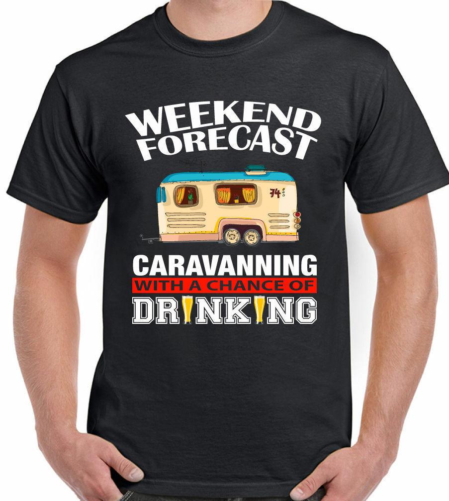 Caravan T-Shirt Caravanning Drinking Mens Funny Camping Club Weekend Forecast L