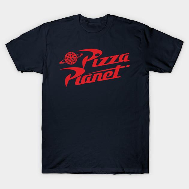 Men Black Print T-shirt Pizza Planet No-Cut Transfer Paper Print Cotton Tshirt L