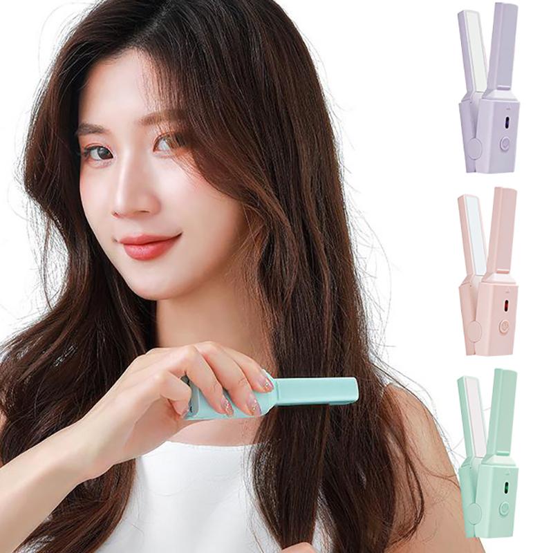 Přenosná Mini Roztomilá USB Žehlička na Vlasy Hůlka Žehlička na Vlasy Kolej Malý Výkon Dlahy Nadýchaná Ofina Rovné Vlasy Kudrnaté