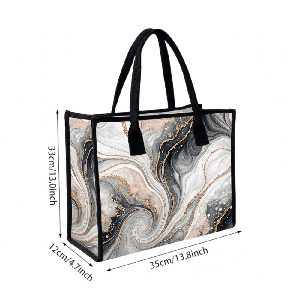Elegant Marble Pattern Tote Bag for Daily Commute Shopping Outdoor Casual Use Portable Stylish Shoulder Bag for Women