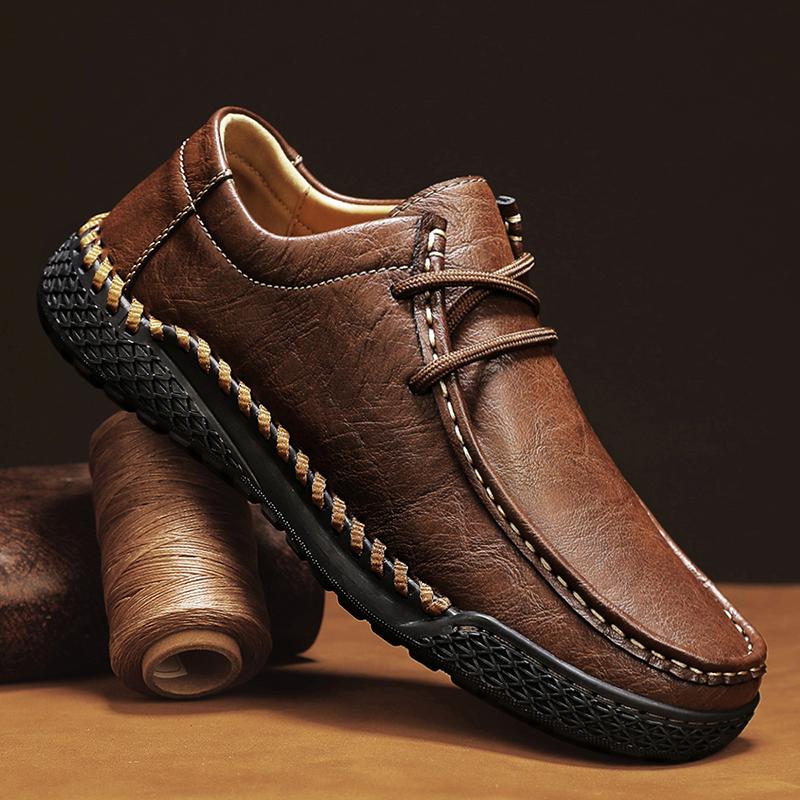 Fashion Men's oxfords shoes lace up Fashion Retro Low-top British Style Work Shoes outdoor Casual Leather Breathable Boat Shoes men