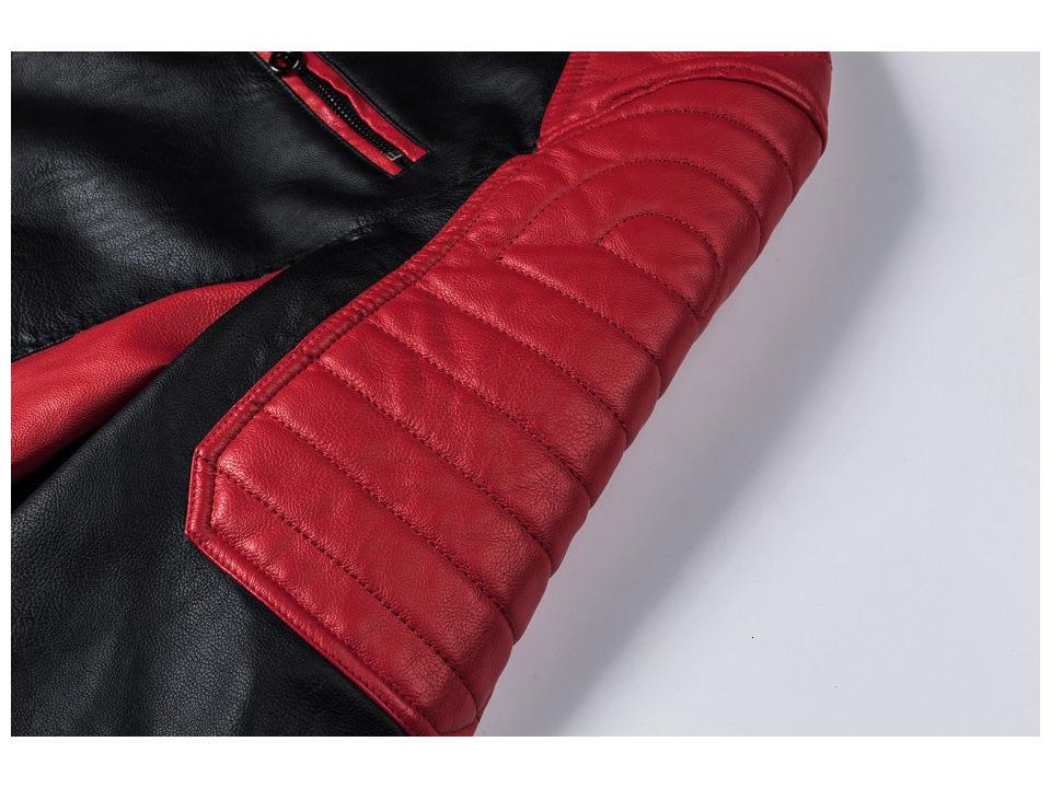 Męska Retro Patchworkowa Skórzana Kurtka Biker, Stójka, Ciepła, Jesień/Zima Casualowa Moda