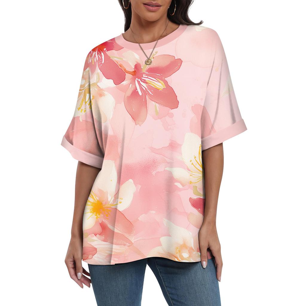 Summer Round Neck 3D Colorful Print Top Fashionable Casual Short Sleeved Women's T-shirts