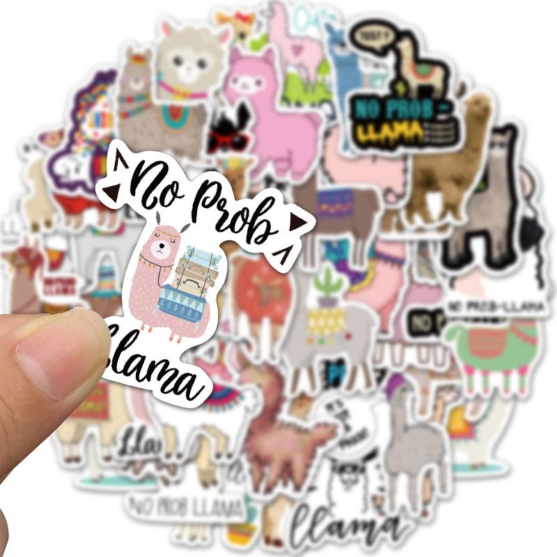 50Pcs Cute Cartoon Llama Alpaca Cute Kawaii Camel Sheep Animal Stickers For Kids Skateboard Case Bike Waterproof Stickers
