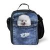 Classic Crossbody Denim pocket Cute Cat Dog Lunchbox Thermal insulation Food Lunch Bag 3D Printed Insulated Handbags Ice Bags