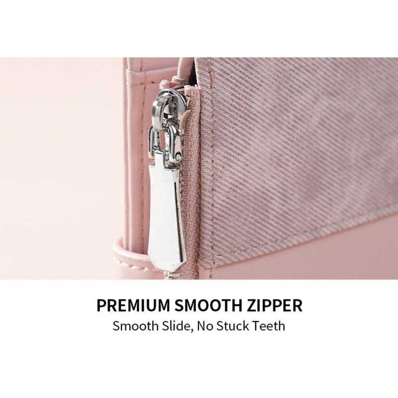 New women's wallet, high-end student denim leather short wallet, fashionable snap-button zipper, multi-card wallet