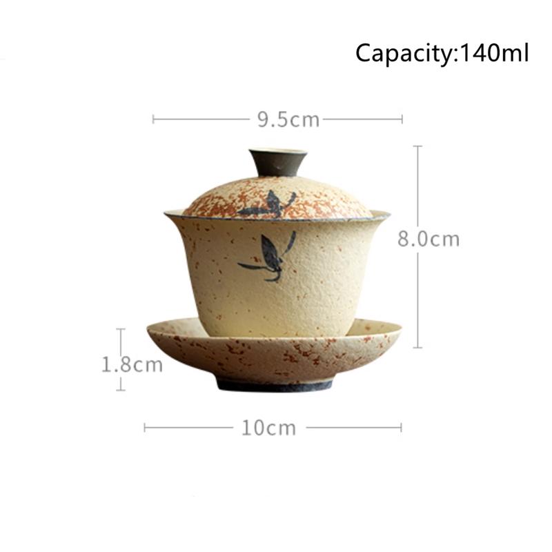Chinese Retro Ceramic Gaiwan Hand-painted Orchid Teacup Household Handmade Tea Tureen Travel Portable Teaware Accessories 140ml 140ml