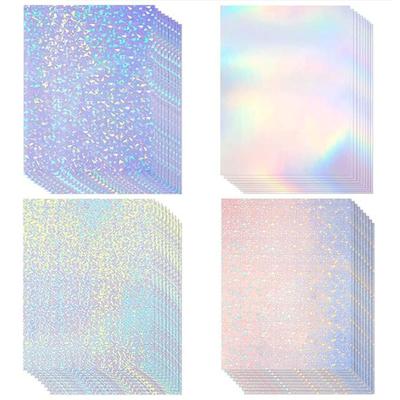 Holographic Glitter Laser Self Adhesive Waterproof Vinyl Stickers A4 Size Overlay Photos Windows Laptops Decorations 10pcs Sets