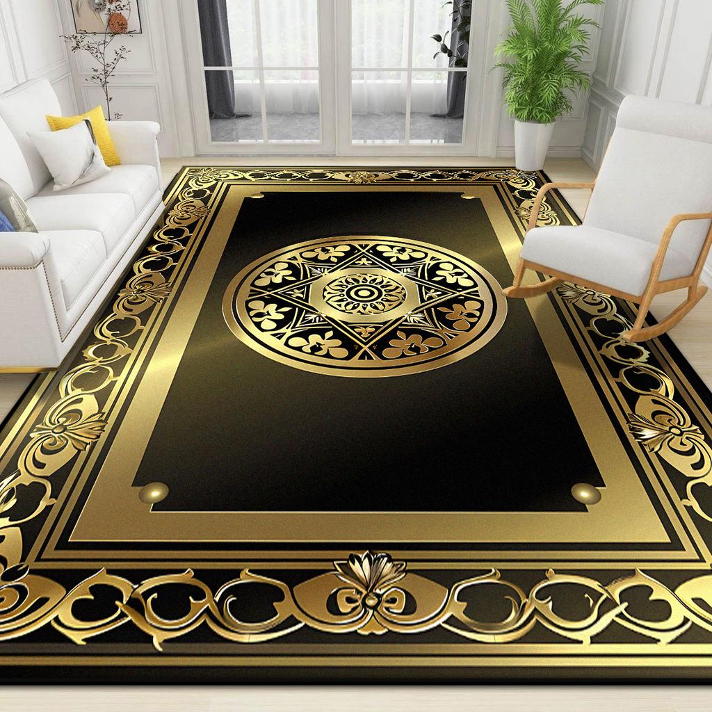 Large Size Luxury Golden Rugs for Living Room Home Nordic Style Bedroom Decor Carpet Non-slip Coffee Table Mat Tapis Salon