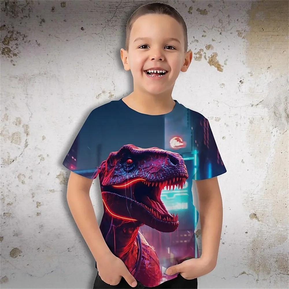 Children's Clothing Dinosaur T-Shirt For A Boy Baby Summer Clothes O-Neck Children Top Tees Fashion One Piece 2025 Kids Clothes