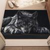The Wolf Lying in the Darkness Printed Home Carpet,Bathroom Floor Mats, Microfiber Absorbent Machine Washable Polyester Rug for Bedroom