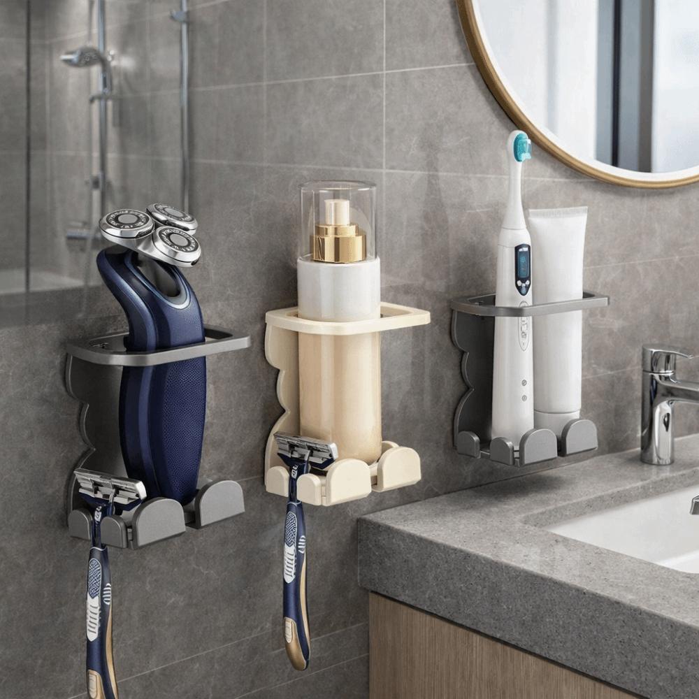 2PCS Wall Mounted Razor Holder Punch Free Shaver Display Stand  Skincare Storage