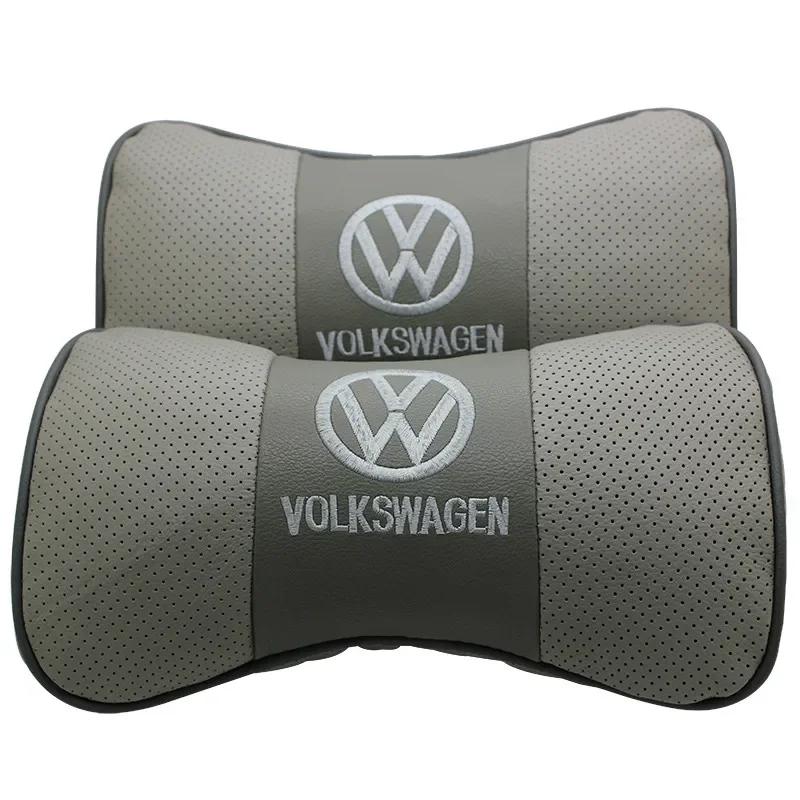 

For VOLKSWAGEN VW Car Interior Headrest Leather Neck Pillows For Volkswagen Passat Santana Touareg Tiguan Bora CC Beetle Scirocc сірий