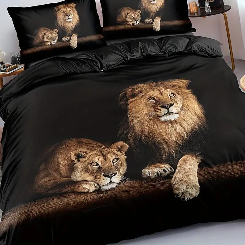 Tk Lion Cartoon, Three-Piece Set Of Home Textile Bedding 3D Digital Printing Quilt Cover Customization