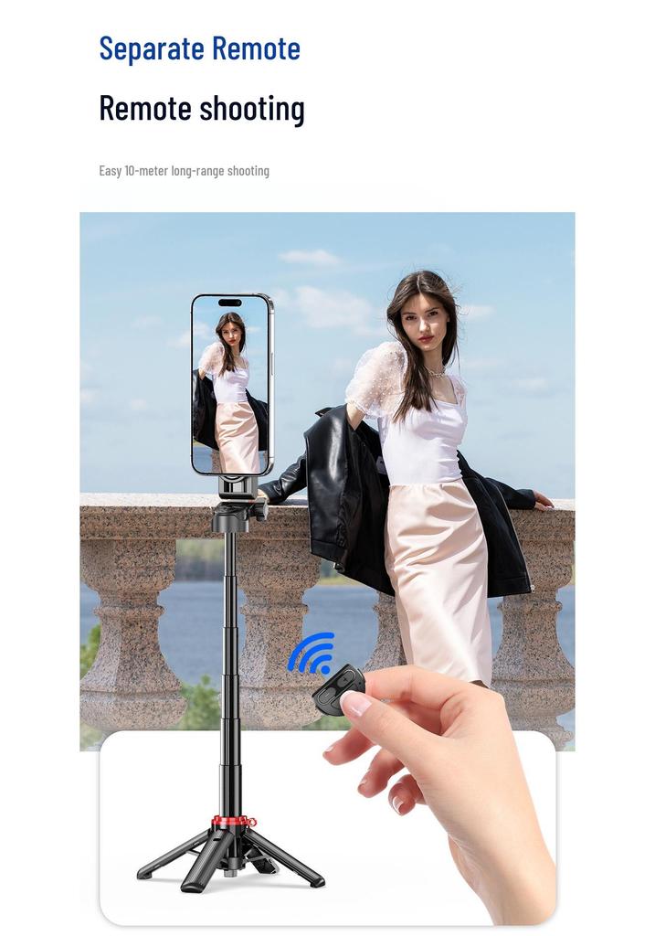F08 Mini Magnetic Bluetooth Selfie Stick and Stabilizer - Portable Anti-Shake Tripod for Phone Photography