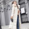 Abbigliamento invernale Donna Ginocchia lunghe Cappotto in cotone con collo in pelliccia grande e spesso sottile