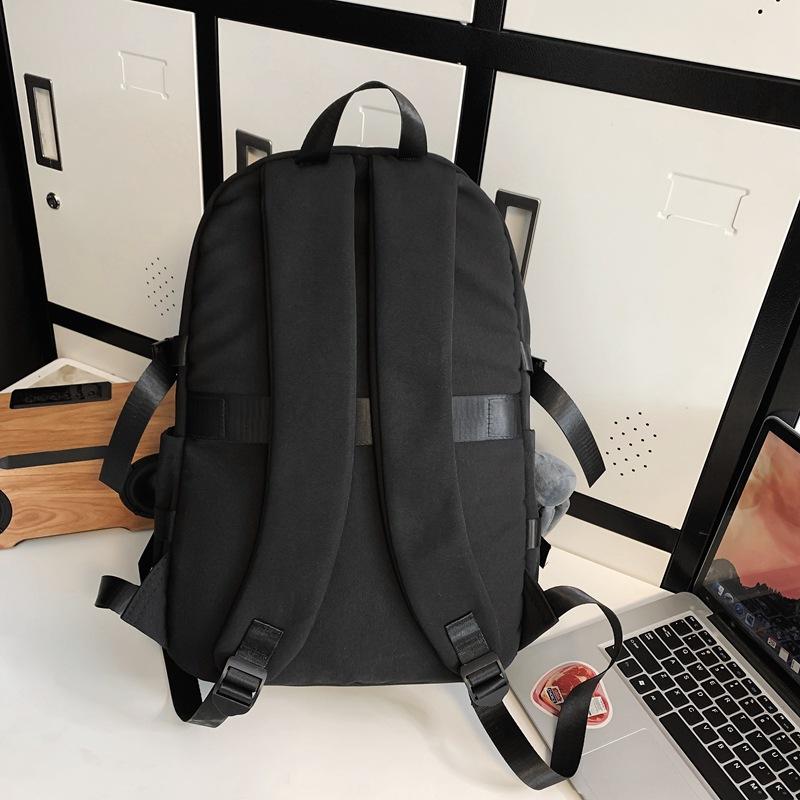 Schoolbag Backpack Male Simple Large Capacity Junior High School Student Schoolbag Trendy Cool Hong Kong Style Couple Leisure Travel Backpack