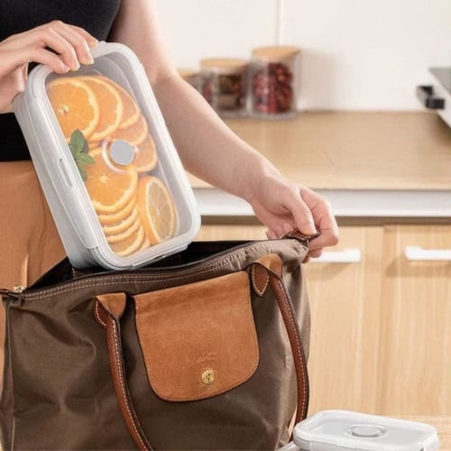 Itisyou Foldable Silicone Lunch Boxes, Foldable Silicone Lunch Containers, Airtight Storage Containers, Square, 350/550/850ml, Pack of 3