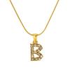 European & American Stainless Steel Diamond Alphabet Pendant Clavicle Chain Necklace for Women