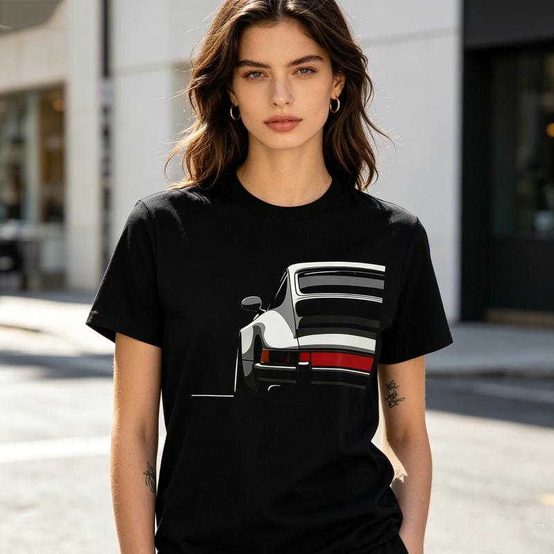 Classic Style Sports Car Silhouette T Shirt Minimalist Automotive Graphic Tee Unisex Cotton Short Sleeve Racing