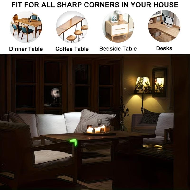 4Pcs Glow-In-The-Dark Pvc Corner Protectors Luminous Table Protectors Furniture Corner Guards & Edge Safety Bumpers Cushion