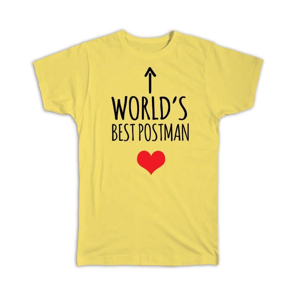 Gift T-Shirt : Worlds Best POSTMAN Heart Love Family Work Christmas Birthday S