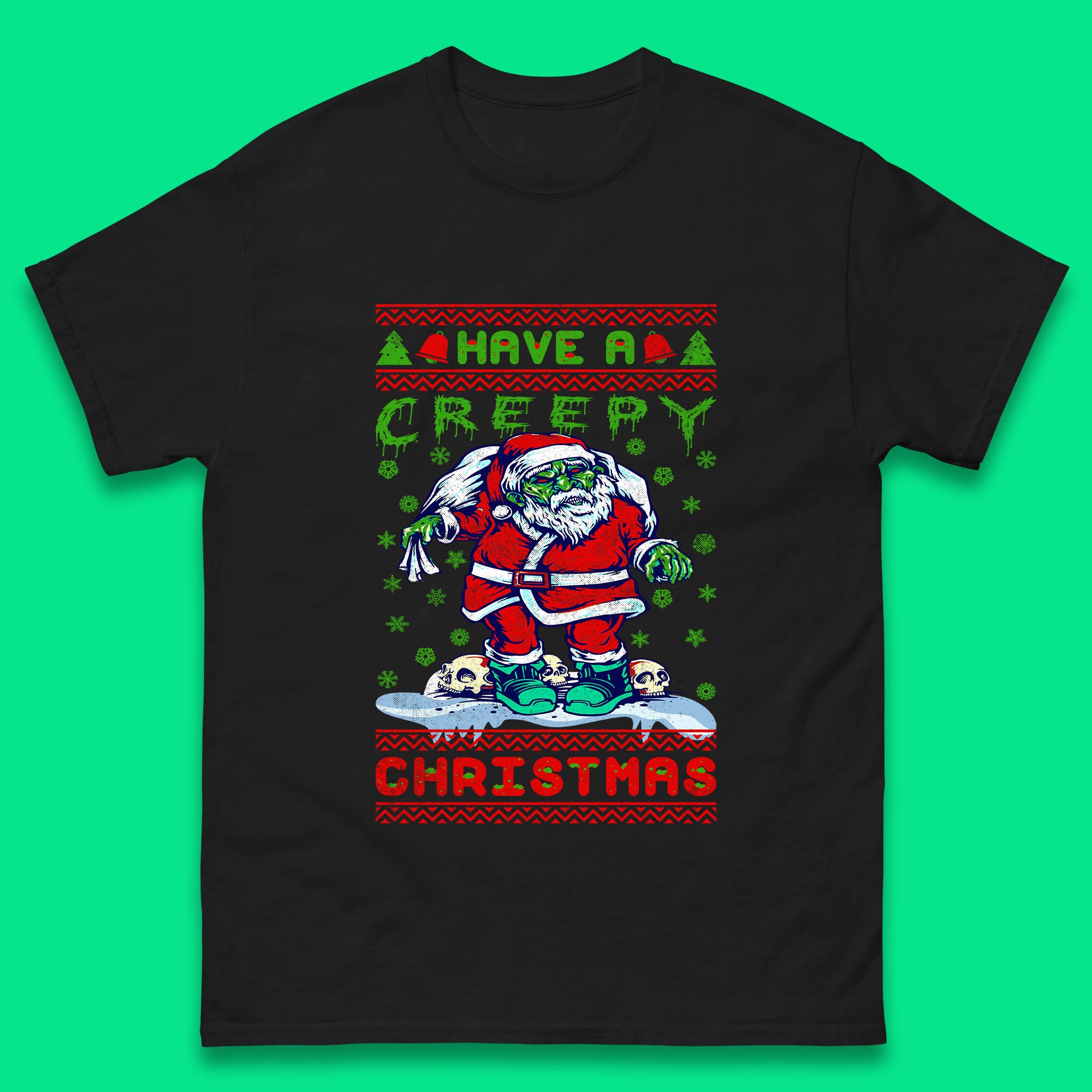 Have A Creepy Christmas Zombie Santa Claus Mens T Shirt Womens Tops Tees S