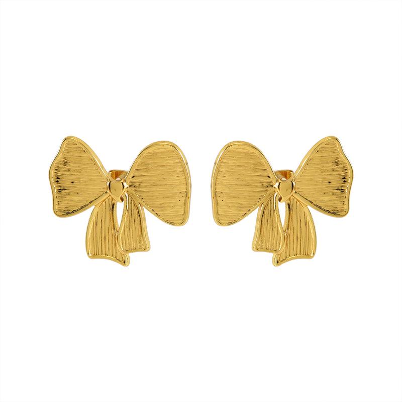 Elegante Schleifen-Ohrstecker aus 18K Gold und Titanstahl für Damen - Europäischer & Amerikanischer Stil