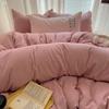Solid INS Style Bedding Set For adults kids pink cotton fitted Flat Sheet With Pillowcases Colorful King Queen Full size