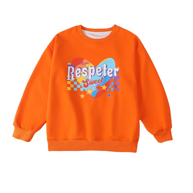 Buntes Herz-Orange Langarm-Sportfestkostüm für Kinder