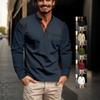 European and American Spring and Summer Men's Long-sleeved Stand-up Collar Polo Shirt, Solid Color Men's Bottom Long-sleeved