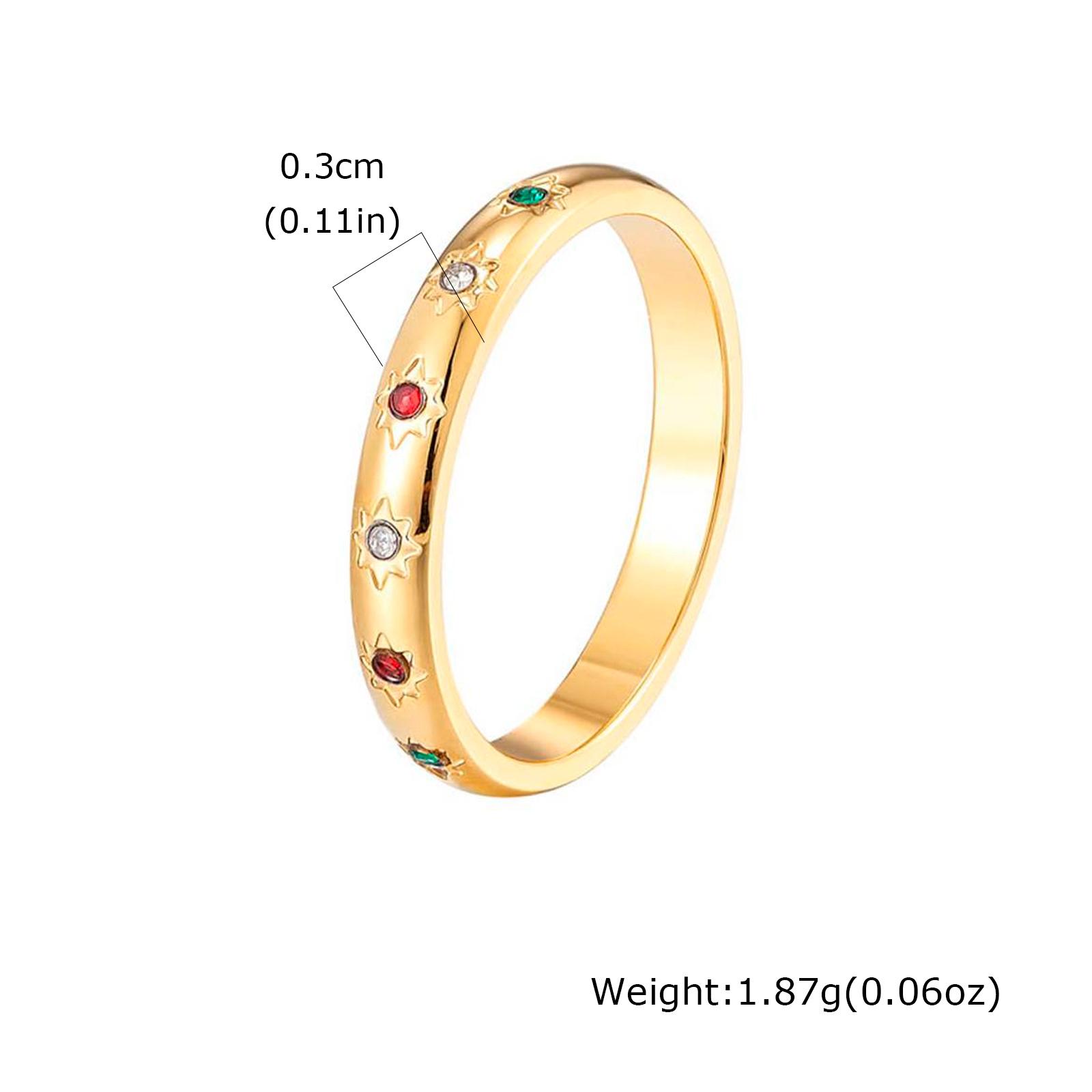 

Luxury North Star Ring for Women Wedding Brand Gold Plated Colorful Starburst Zircon, Vintage Gypsy Style Tarnish Free Jewelry US Ring Size 6