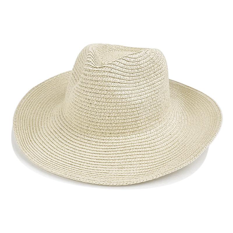 Classic Panama Curled Straw Hat Travel Sunscreen Straw Hat Men and Women Outdoor Breathable Beach Sun Hat