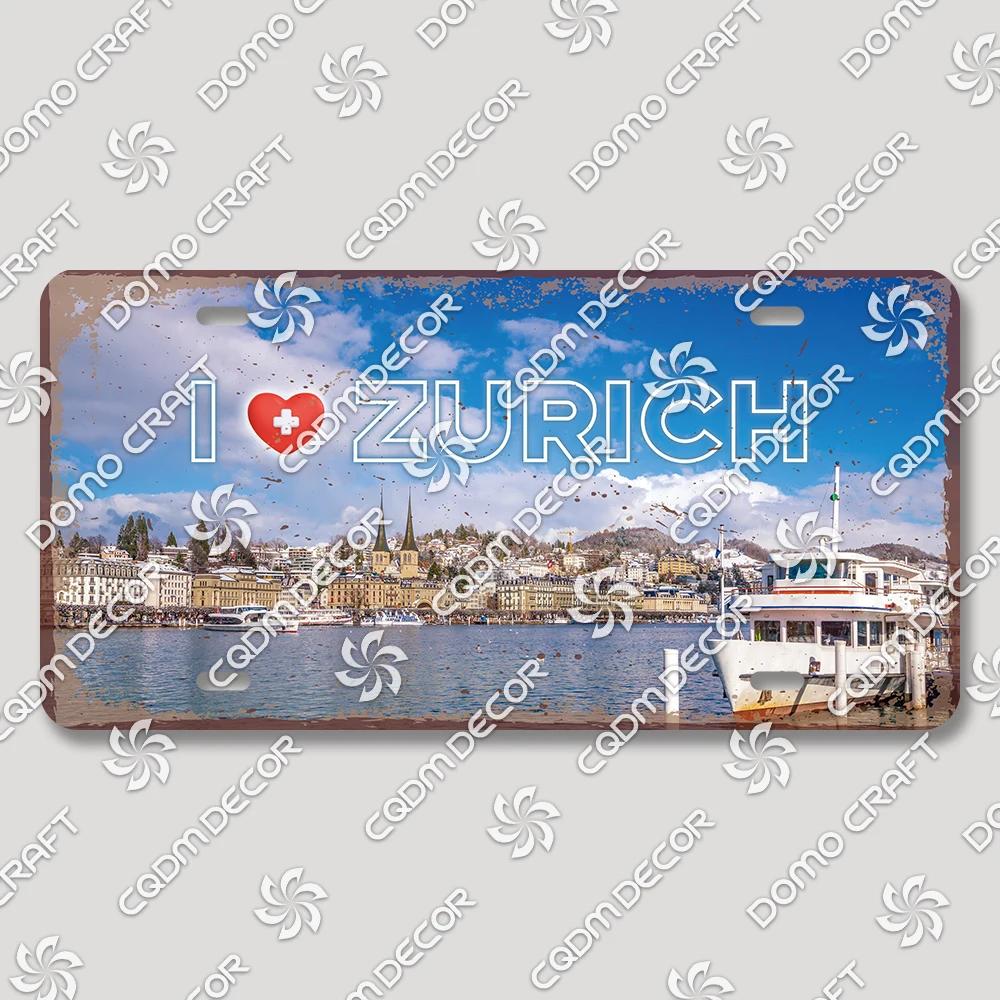 I Love Switzerland Poster License Plates Retro Alps Geneva Zurich Scenery Metal Tin Sign Cafe Living Room Home Wall Decor