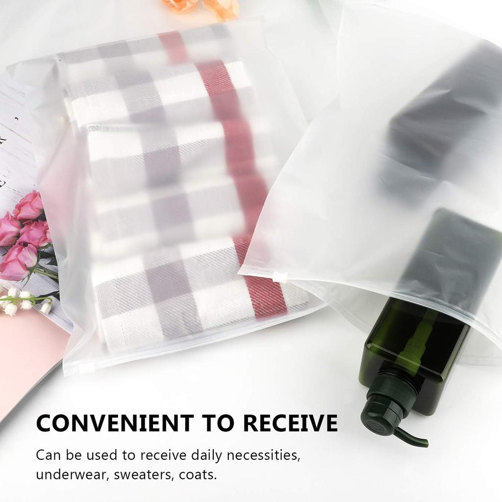 10pcs Packaging Bags CPE Frosted Zip Lock Bags Self Sealing Clear Garment Bags for T-Shirts, Shirts, Files