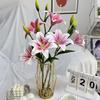Luxury Artificial Lily 2head Florals With Delicate Craftsmanship For Home Decoration And Wedding Settings