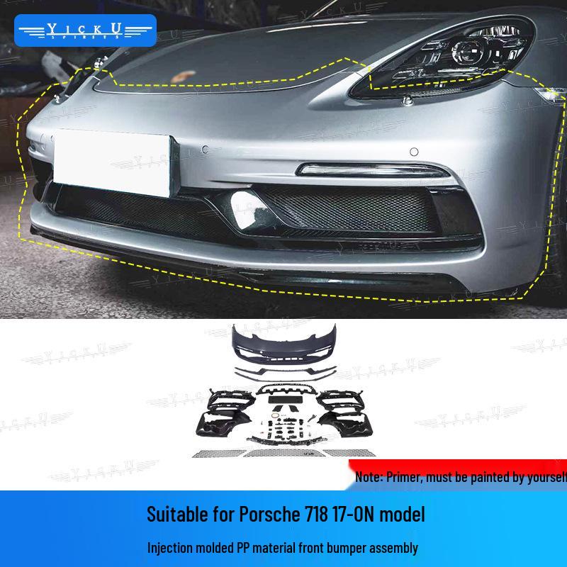 Porsche 718 GTS Front Bumper Assembly & Rear Lip Kit with Tail Light Injection Molded PP