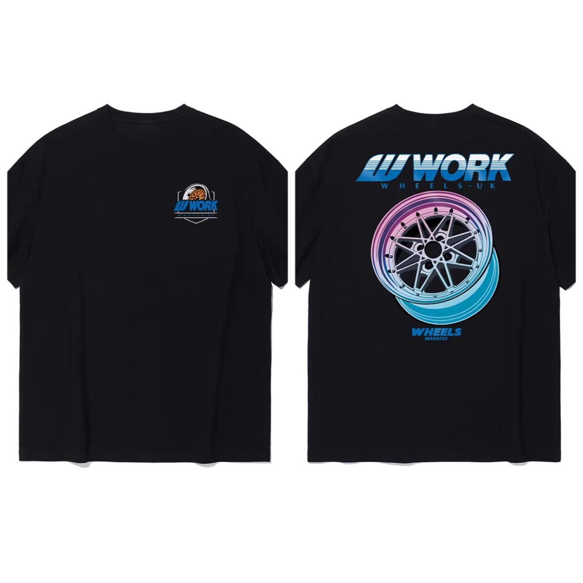 

Summer New WORK Wheel Hub Modified Car Style Graphic Print Fashionable Casual High-quality Breathabl Y2k Short Sleeves Classic 4XL