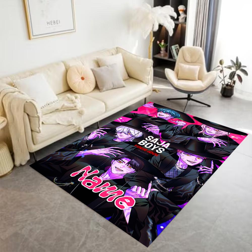 Saja Boys: Urban Elegance Customized Name Area Rug Suitable for Kitchen Dining Room Playrooms Outdoor Antislip Carpet Anime Office Decor