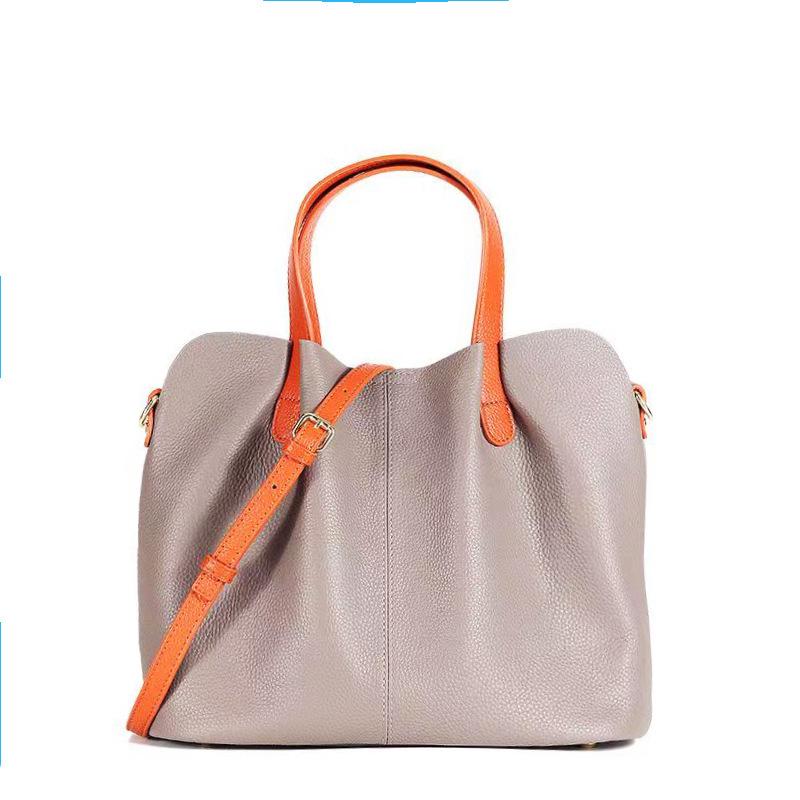 

2026 Trendy High-End Women s Color Block Casual Shoulder Tote Bag хаки