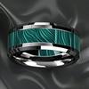 8mm Green Stripe Stainless Steel Men's Ring - European and American Style