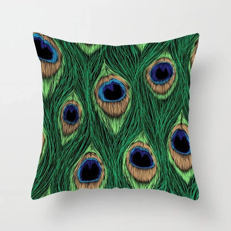 45*45cm Creative Peacock Feather Series Pillowcase Art Life Home Decoration Sofa Office Seat Waist Cushion  Cover