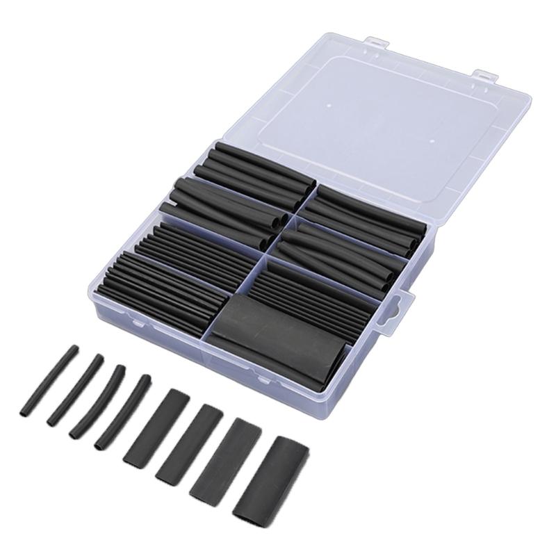 Essential 100pcs Heat Shrink Tubing set 4:1 Shrink Ratio Rubber Heat Shrink Tube Assortment Convenient Heat Shrink Tube