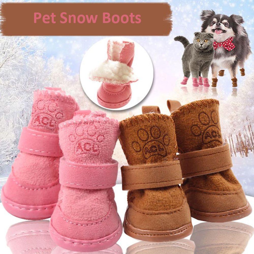 

4Pcs/Set Winter Non-slip Cute Dog Boots Pet Shoes Puppy Sneakers Warm Shoes