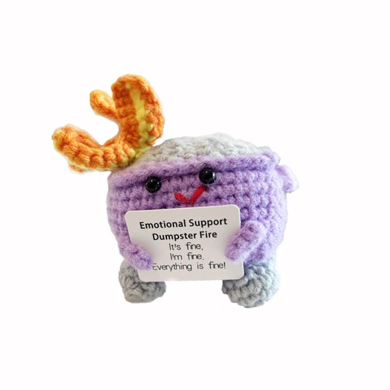 

Крючком вязаный мусорный бак с ободряющей карточкой Эмоциональная поддержка Вязаная игрушка Милый фиолетовый