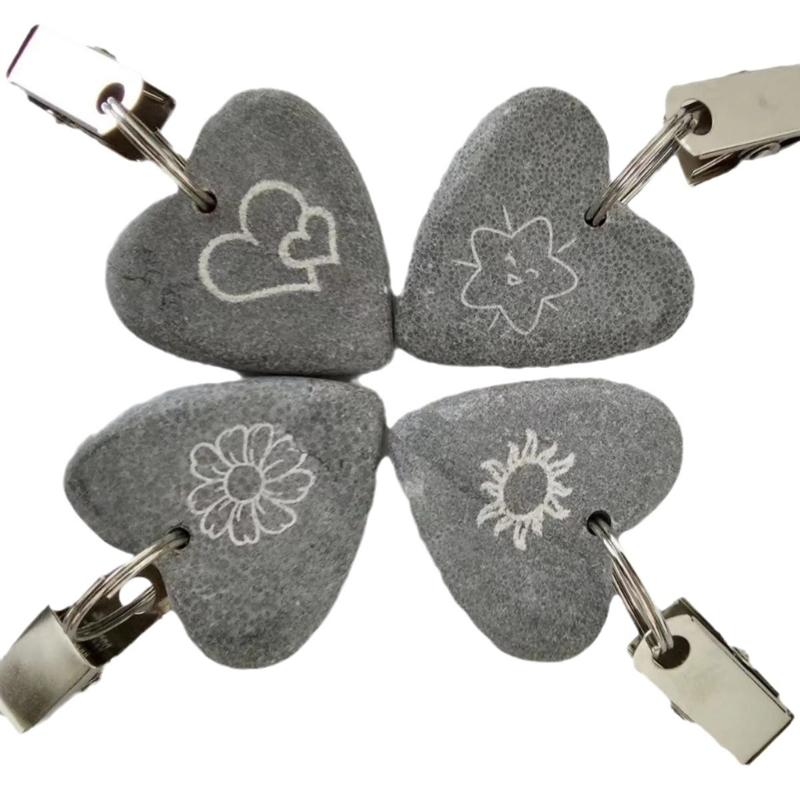 8pcs Heart Tablecloth Weights Marble Stone Heavy Pendants Tablecloth Hangers with Clips for Outdoor Party Picnic Table