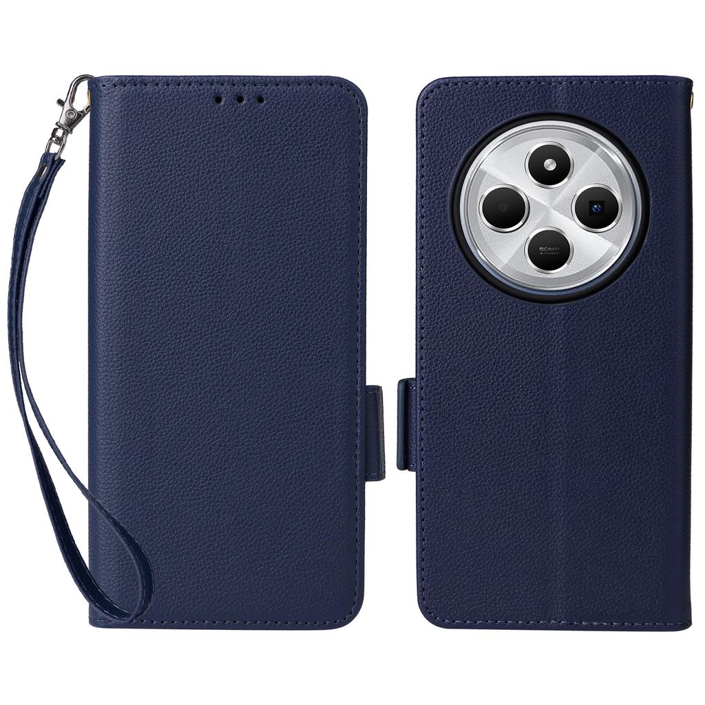For Xiaomi Poco C75 4G/Redmi 14R 5G/14C 4G/A4 5G Case with Wrist Strap Litchi Texture PU Leather Wallet Phone Cover