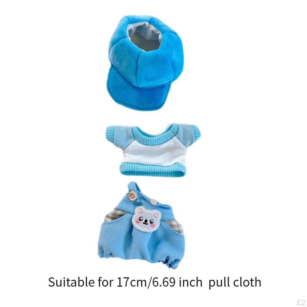 3 Pieces Plush Doll Outfit Make Your Own Dolls with Cap Dress up suits for 17cm