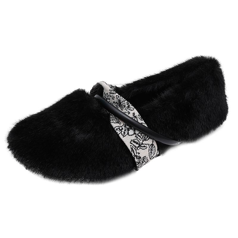 Fairy Mao Mao shoes outer wear 2025 autumn and winter new gentle and cute warm velvet small fragrant wind solid color cotton shoes